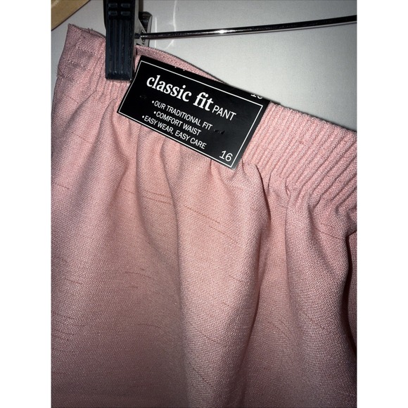 ALFRED DUNNER Women's Pink Pull-on Dress Pants Sz 16 Back Elastic Pockets NWT - Picture 3 of 7